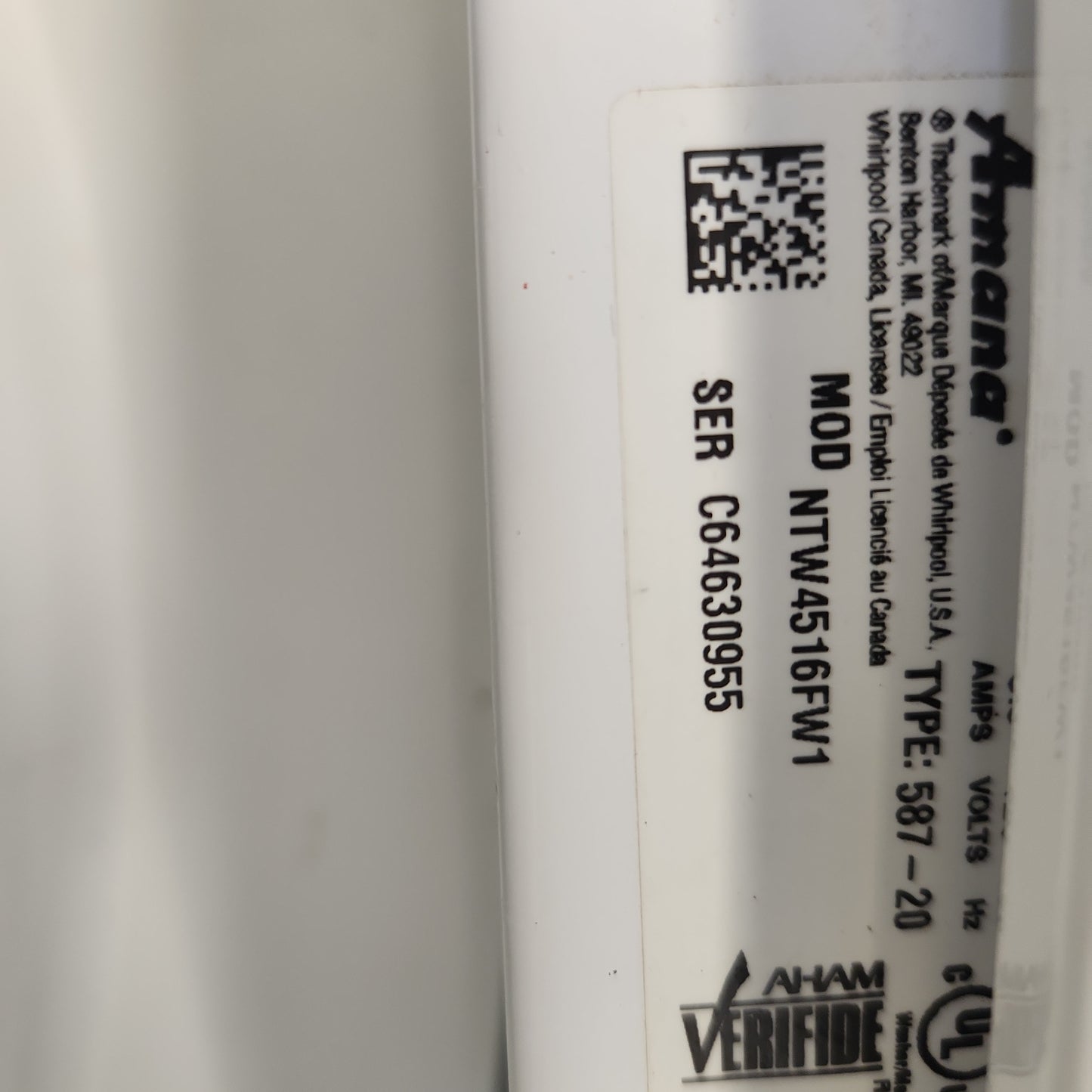 W-0955 AMANA WASHER