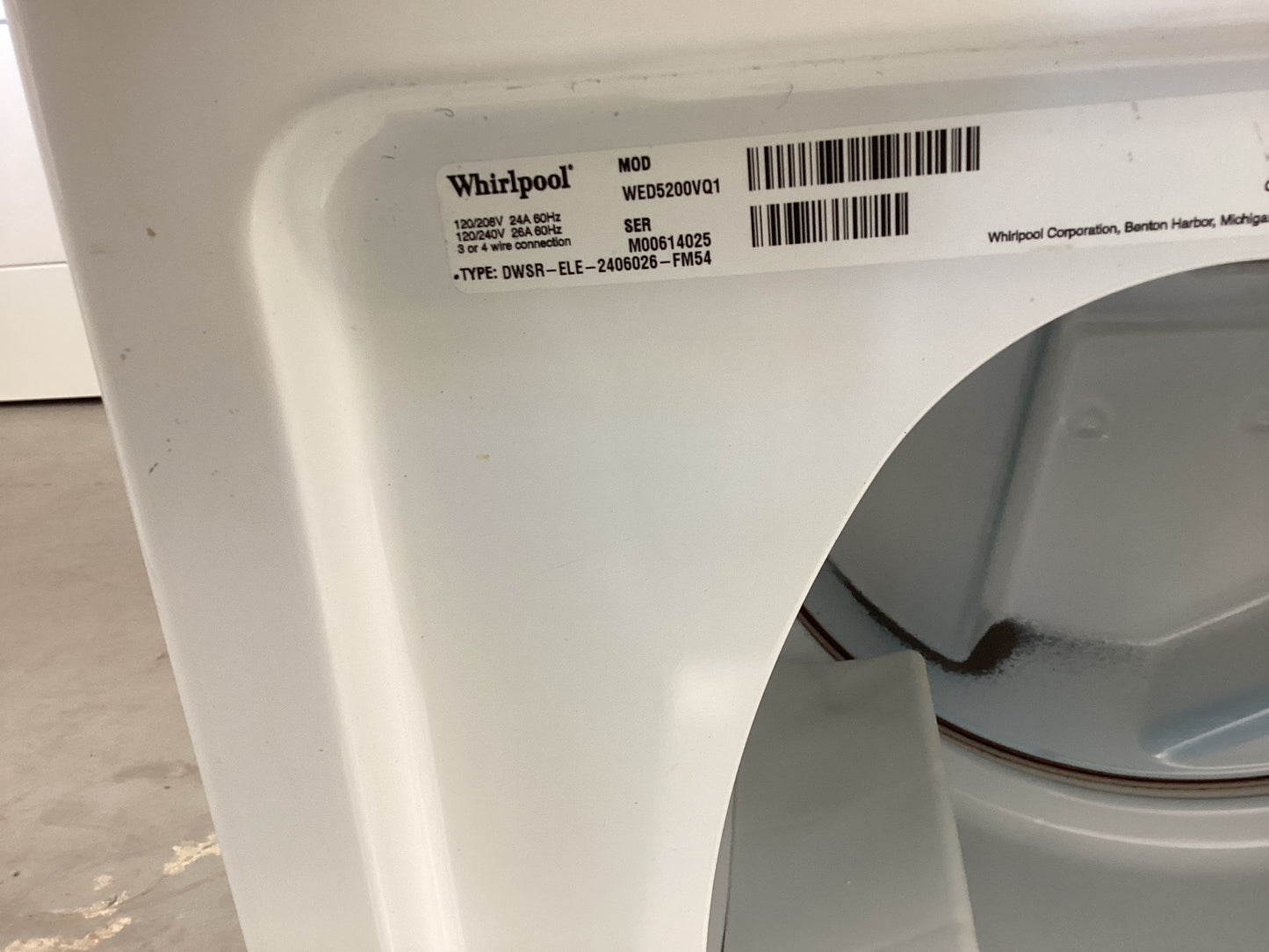 *DEW-4025. Whirlpool electric dryer