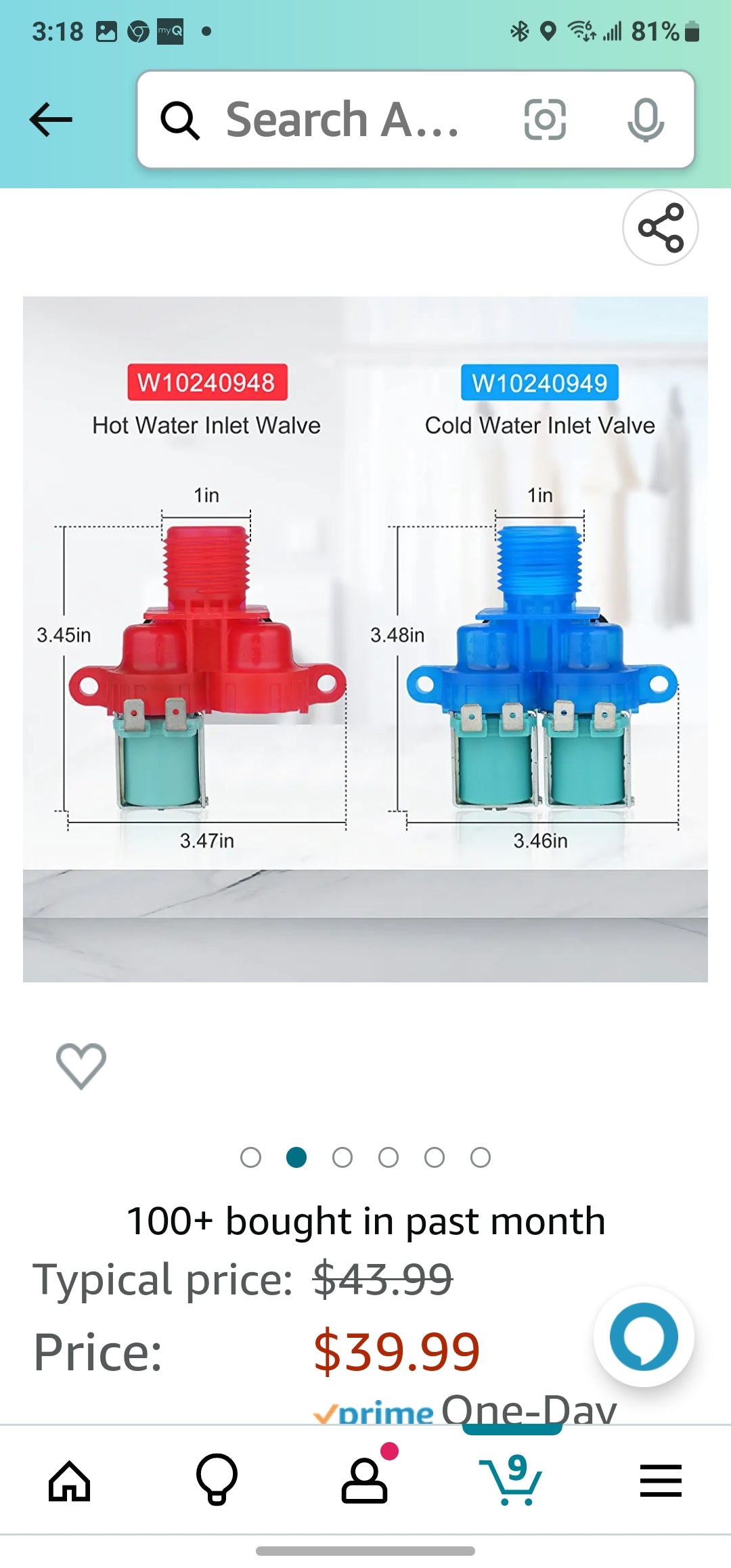 W10240949 Cold Water Inlet Valve W10240948 Hot Water Inlet Walve,Compatible with whirlpool kenmore Washing Machine, Replaces W11168743 WPW10240948 W10921515 WPW10240949