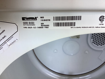 *DEW-4263. KENMORE 400 ELECTRIC DRYER