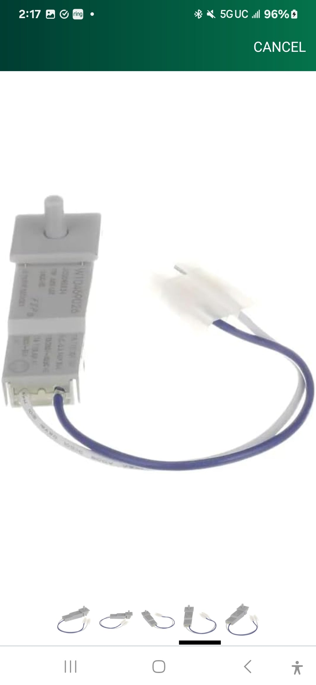 Door switch for Cabrio electric dryer. Part number -W10459026