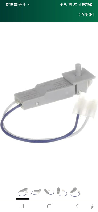Door switch for Cabrio electric dryer. Part number -W10459026